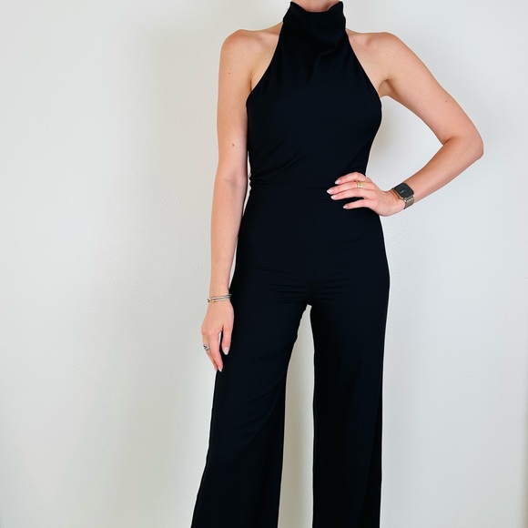 Amanda Upritchard Samba black halter open back wide leg jumpsuit - Picture 3 of 11